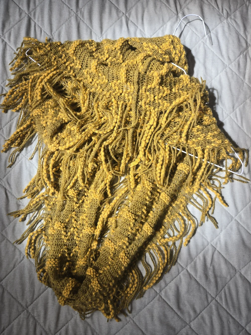 Vintage Chartruese Knit Fringe Scarf - Women Accessories